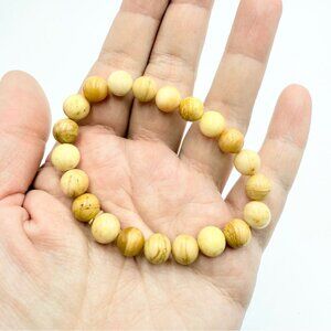 Yellow Serpentine Beaded Bracelet Natural Stone Stretch Bracelet